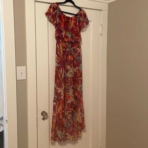 Express Tropical print maxi/ high low dress